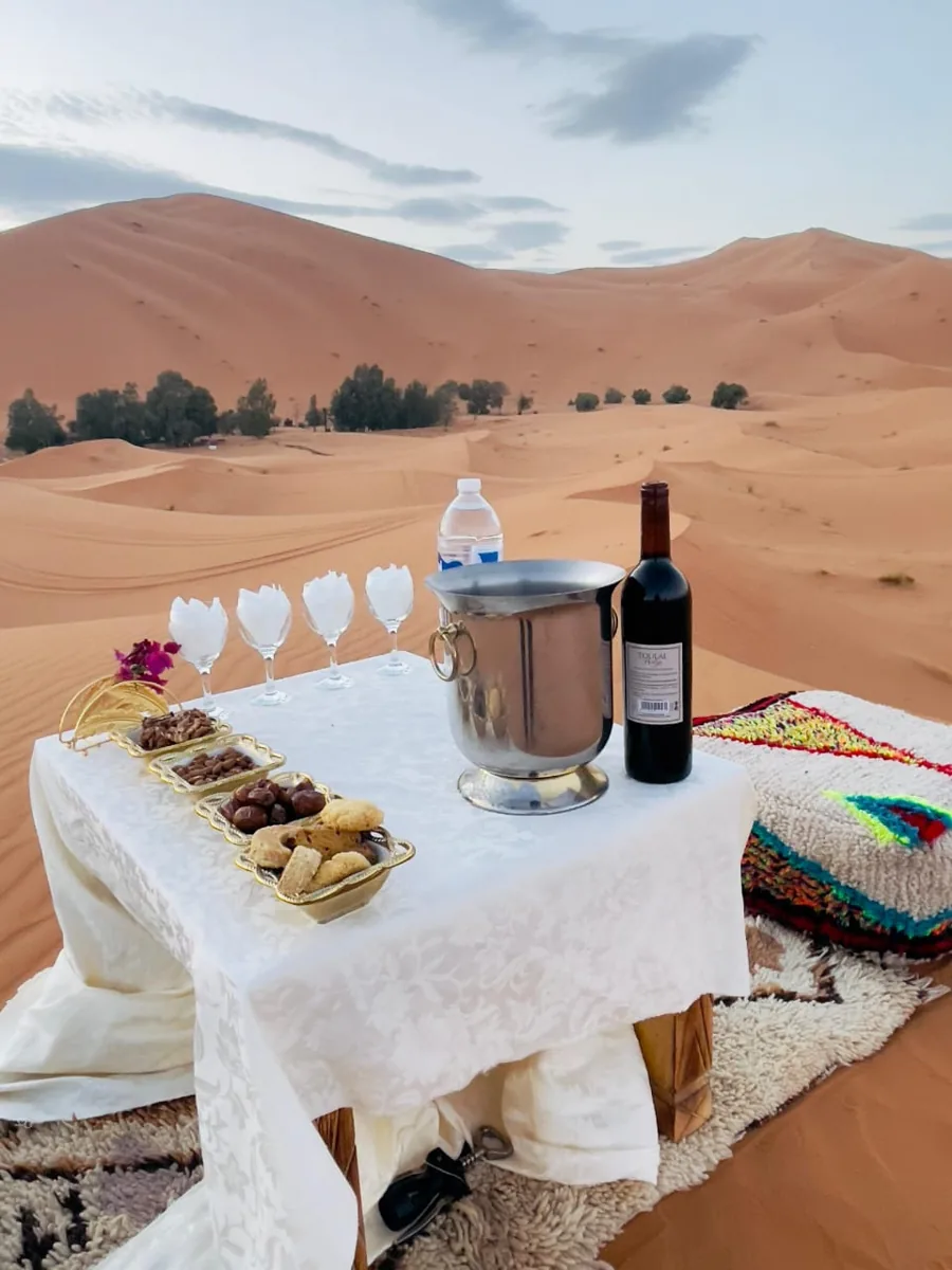 Private desert picnic overlooking the dunes